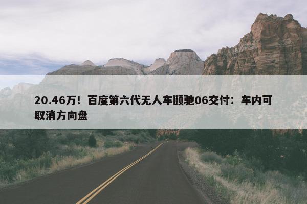 20.46万！百度第六代无人车颐驰06交付：车内可取消方向盘