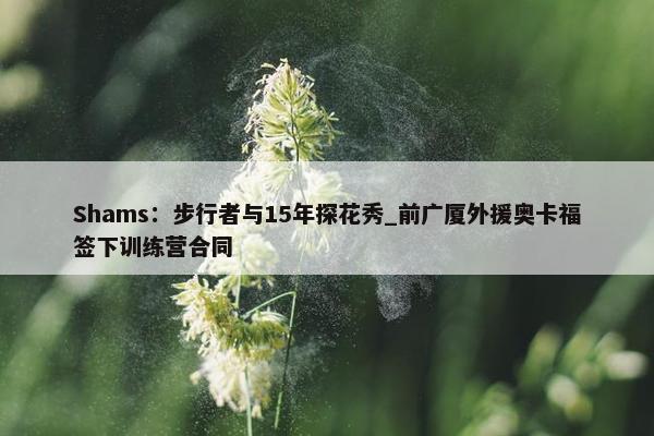 Shams：步行者与15年探花秀_前广厦外援奥卡福签下训练营合同