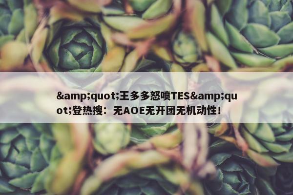 &quot;王多多怒喷TES&quot;登热搜：无AOE无开团无机动性！