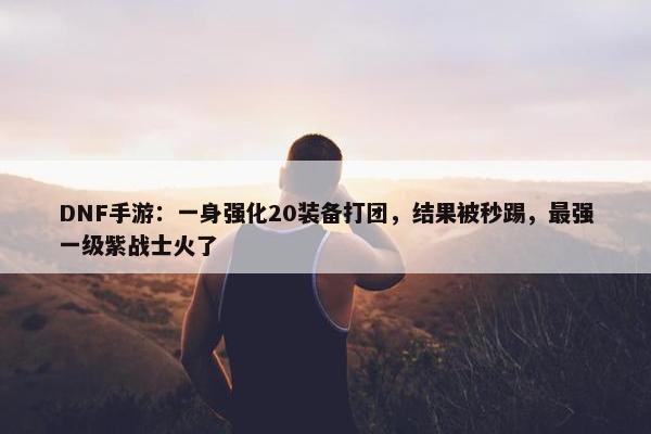 DNF手游：一身强化20装备打团，结果被秒踢，最强一级紫战士火了